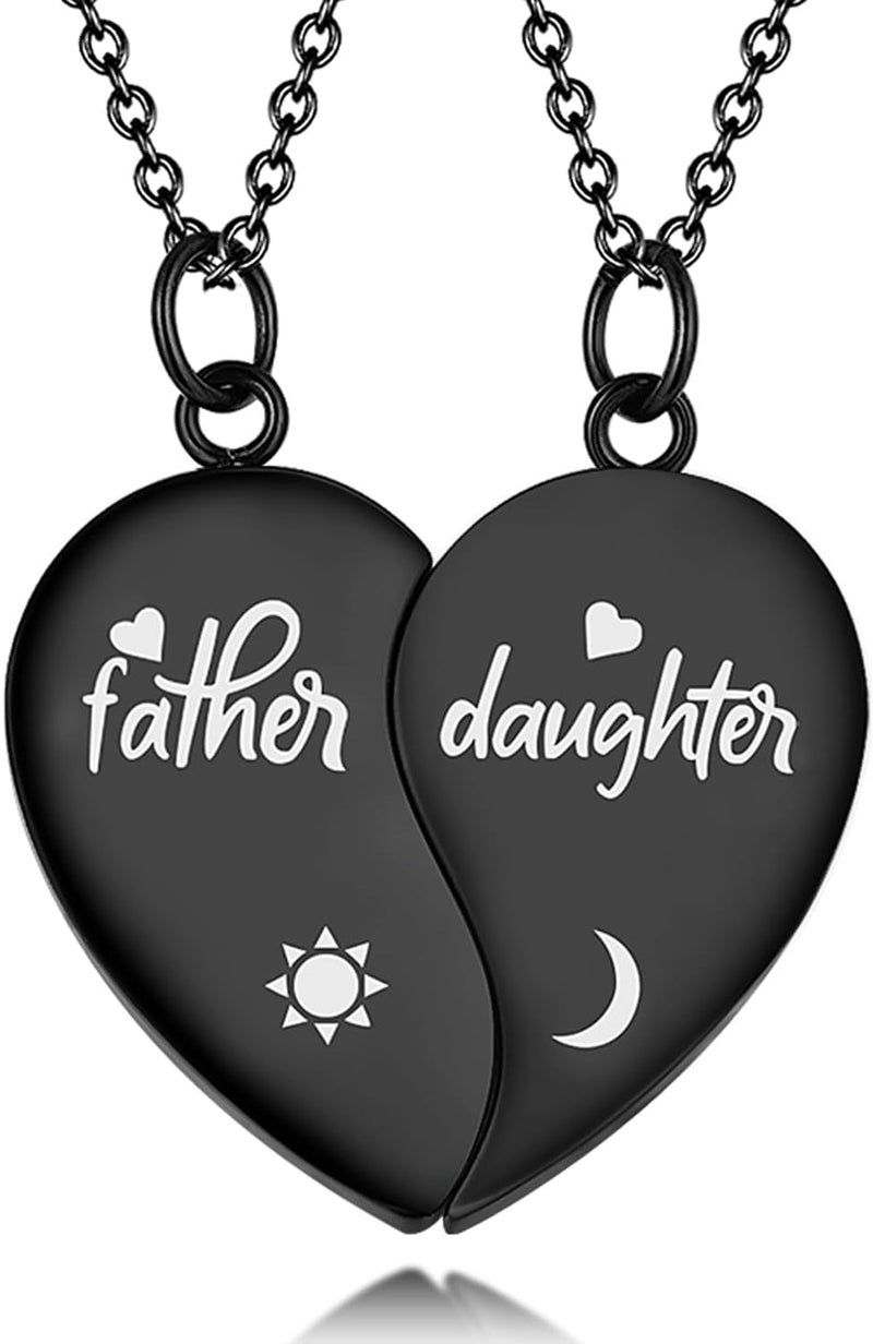 Yonhon Father Daughter Necklace for 2, Father Daughter Matching Bracelet Set for 2 - Image 1